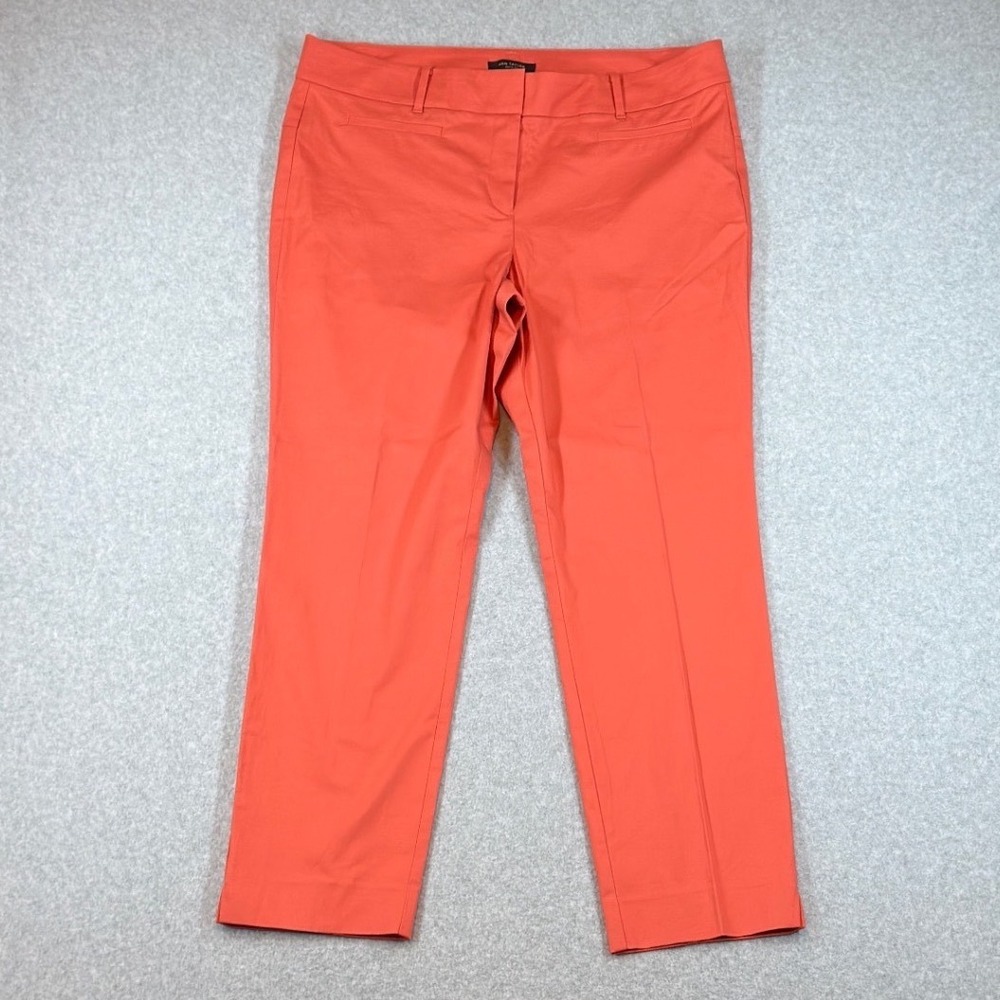 Ann Taylor Pants Womens 14T Orange Devin Fit Cotton Ankle Slit Career Preppy